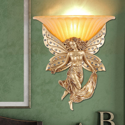 Vivolux | 1 Licht Wandlamp Licht Vintage Geflare Glas Wandlamp met Gouden Hars Spirit Basis