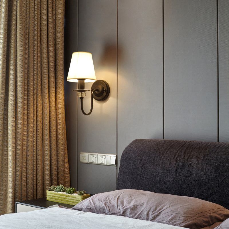 Vivolux | Schwarze konische Wandlampe Simplicity Stoff Wohnzimmer Wandbeleuchtung Fixture