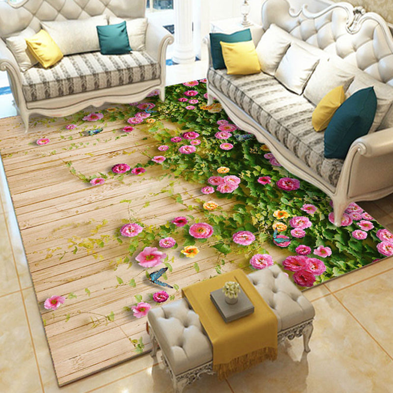 Vivolux | Nieuwigheid woonkamer tapijt meerkleurig bloemdruk indoor tapijt polyester antislip achterkant wasbaar gebied tapijt