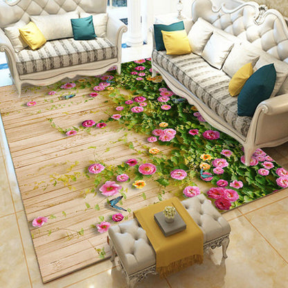 Vivolux | Nieuwigheid woonkamer tapijt meerkleurig bloemdruk indoor tapijt polyester antislip achterkant wasbaar gebied tapijt