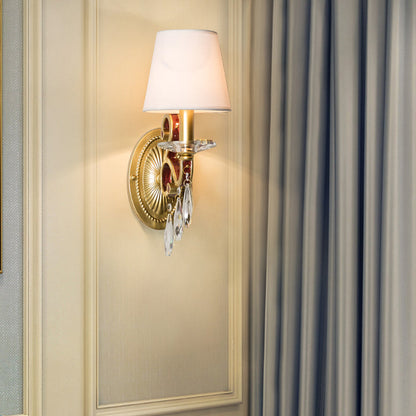 Vivolux | 1 Leichtmetall Wandleuchte Landhausstil Goldene Conen Schlafzimmer Wandleuchtenarmatur mit/ohne Schirm