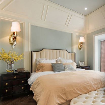 Vivolux | 1 Leichtmetall Wandleuchte Landhausstil Goldene Conen Schlafzimmer Wandleuchtenarmatur mit/ohne Schirm