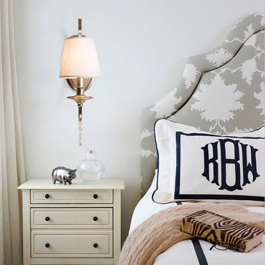 Vivolux | Getaperde Slaapkamer Wandlamp Fixture Rustiek Metaal en Stof 1/2 Licht Gouden Wandlamp