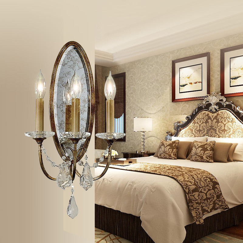 Vivolux | 1 Licht Open Glazen Wandlamp Landelijke Antieke Messing Metalen Wandarmatuur voor Slaapkamer