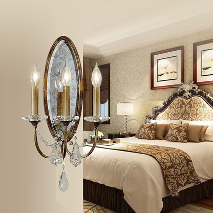 Vivolux | 1 Licht Open Glazen Wandlamp Landelijke Antieke Messing Metalen Wandarmatuur voor Slaapkamer