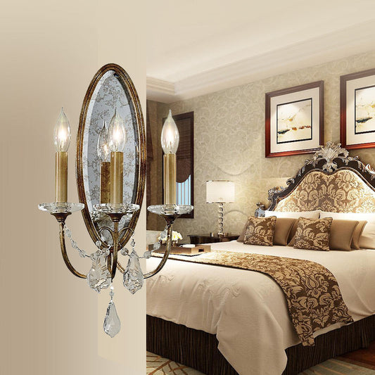 Vivolux | 1 Licht Open Glazen Wandlamp Landelijke Antieke Messing Metalen Wandarmatuur voor Slaapkamer