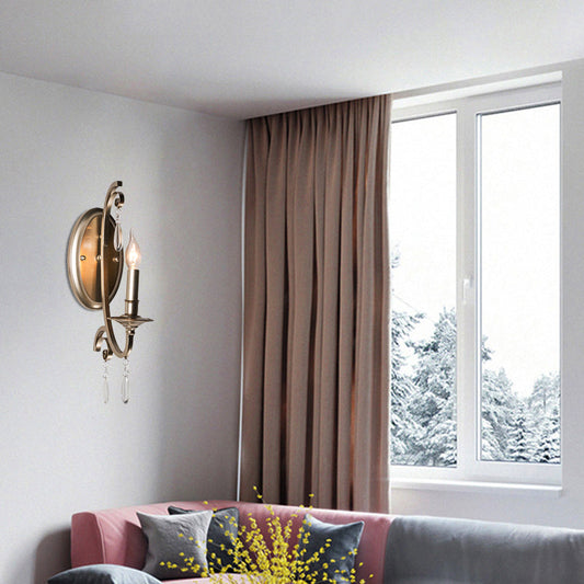 Vivolux | 1/2 Lichter Wandleuchte Beleuchtung Land Kurze Arm Metall Wandleuchte Lichtarmatur in Champagner mit Kristalldekoration