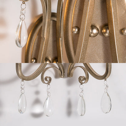 Vivolux | 1/2 Lichter Wandleuchte Beleuchtung Land Kurze Arm Metall Wandleuchte Lichtarmatur in Champagner mit Kristalldekoration