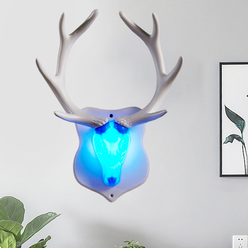 Vivolux | Hars Wit/Blauw Wandlamp Fixture Hert LED Rustieke Muurverlichting in Zwart/Wit voor Woonkamer