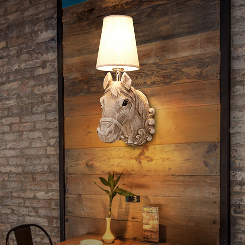 Vivolux | 1 Lichte Wandspot Verlichting Traditionele Paardenhaar Wandlamp Lichtarmatuur in Lichtbruin met Verloop Stoffen Shade