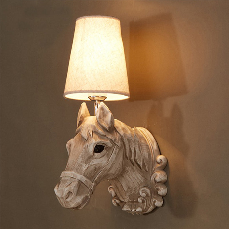 Vivolux | 1 Lichte Wandspot Verlichting Traditionele Paardenhaar Wandlamp Lichtarmatuur in Lichtbruin met Verloop Stoffen Shade