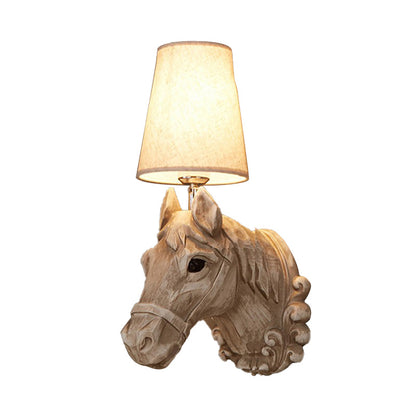 Vivolux | 1 Lichte Wandspot Verlichting Traditionele Paardenhaar Wandlamp Lichtarmatuur in Lichtbruin met Verloop Stoffen Shade