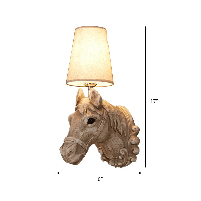 Vivolux | 1 Lichte Wandspot Verlichting Traditionele Paardenhaar Wandlamp Lichtarmatuur in Lichtbruin met Verloop Stoffen Shade