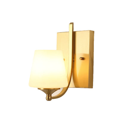 Vivolux | Frosted Glass Messing Wandlamp Conisch 1-Lichts Moderne Wandgemonteerde Lamp met Gebogen Arm voor Entree
