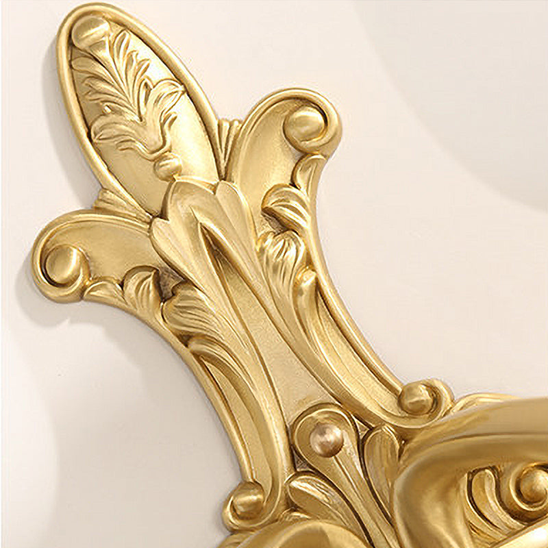 Vivolux | Kegelvormige ivoorkleurige glazen wandlamp vintage 1/2-bol slaapkamer wandverlichtingsarmatuur in goud