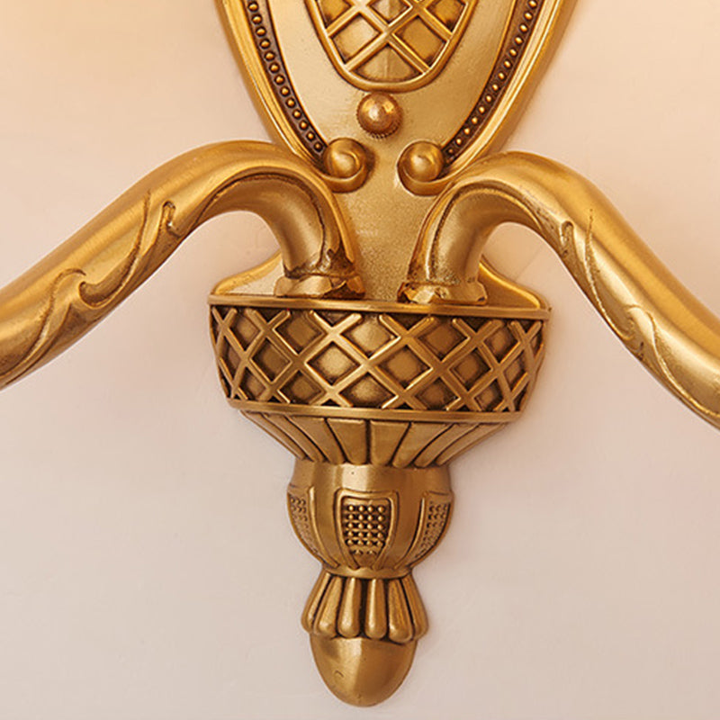 Vivolux | 1/2 Lichten Frosted Glas Wandlamp Retro Gold Dome Ingang Wandlamp met Metalen Gekrulde Arm