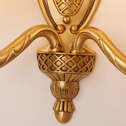 Vivolux | 1/2 Lichten Frosted Glas Wandlamp Retro Gold Dome Ingang Wandlamp met Metalen Gekrulde Arm