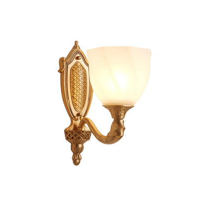 Vivolux | 1/2 Lichten Frosted Glas Wandlamp Retro Gold Dome Ingang Wandlamp met Metalen Gekrulde Arm