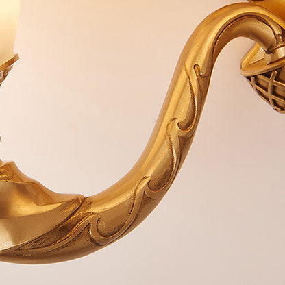 Vivolux | 1/2 Lichten Frosted Glas Wandlamp Retro Gold Dome Ingang Wandlamp met Metalen Gekrulde Arm