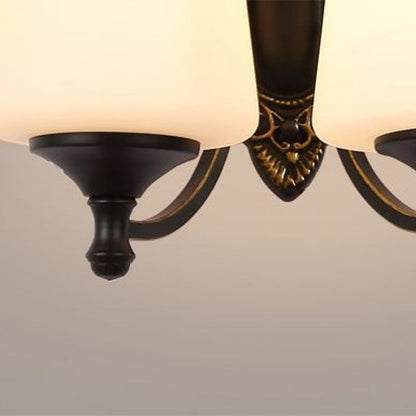 Vivolux | Retro Conical Wandleuchte 1/2-Licht Weißes Glas Wandmontierte Leuchte mit Metallgebogenem Arm in Schwarz