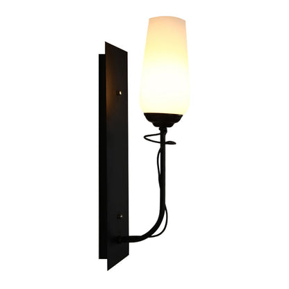 Vivolux | Opal Glas Getaperde Wandlamp Vintage Stijl Enkele Licht Woonkamer Wandlamp in Zwart
