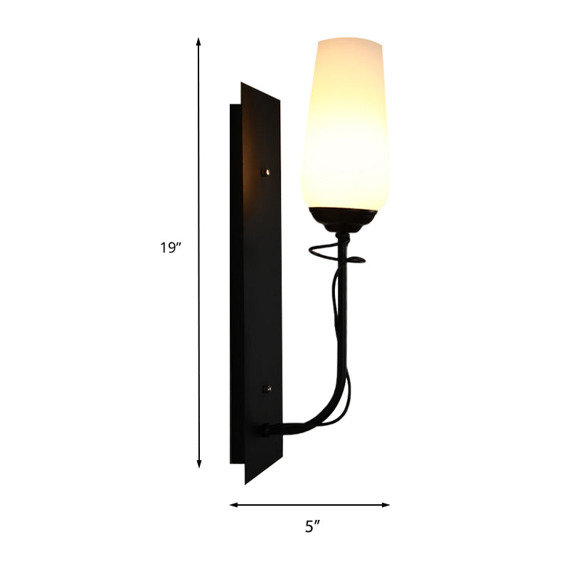 Vivolux | Opal Glas Getaperde Wandlamp Vintage Stijl Enkele Licht Woonkamer Wandlamp in Zwart
