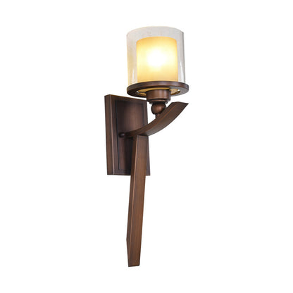 Vivolux | Dubbel-laags glazen bruine wandcilinder 1-lamps vintage wandlamp voor slaapkamer