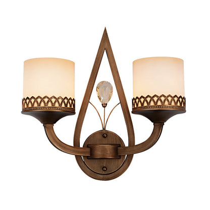 Vivolux | Koffie Cilinder Wandlamp Retro Melkglas Shade 1/2-Licht Woonkamer Wandlamp met Kristalaccent