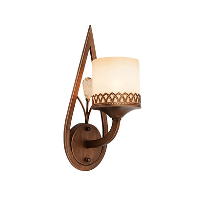 Vivolux | Koffie Cilinder Wandlamp Retro Melkglas Shade 1/2-Licht Woonkamer Wandlamp met Kristalaccent