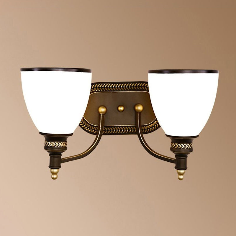Vivolux | Vintage Glockenförmige Wandlampe 2 Köpfe Opalglas Wandleuchte in Braun für Flur