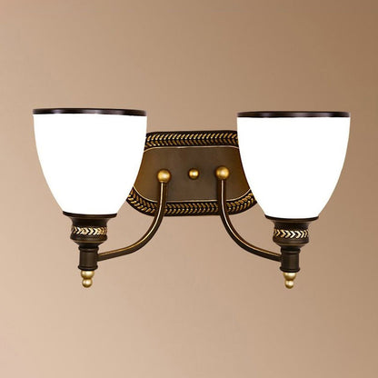 Vivolux | Vintage Glockenförmige Wandlampe 2 Köpfe Opalglas Wandleuchte in Braun für Flur
