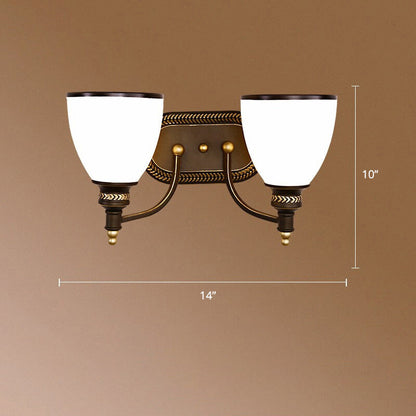 Vivolux | Vintage Glockenförmige Wandlampe 2 Köpfe Opalglas Wandleuchte in Braun für Flur