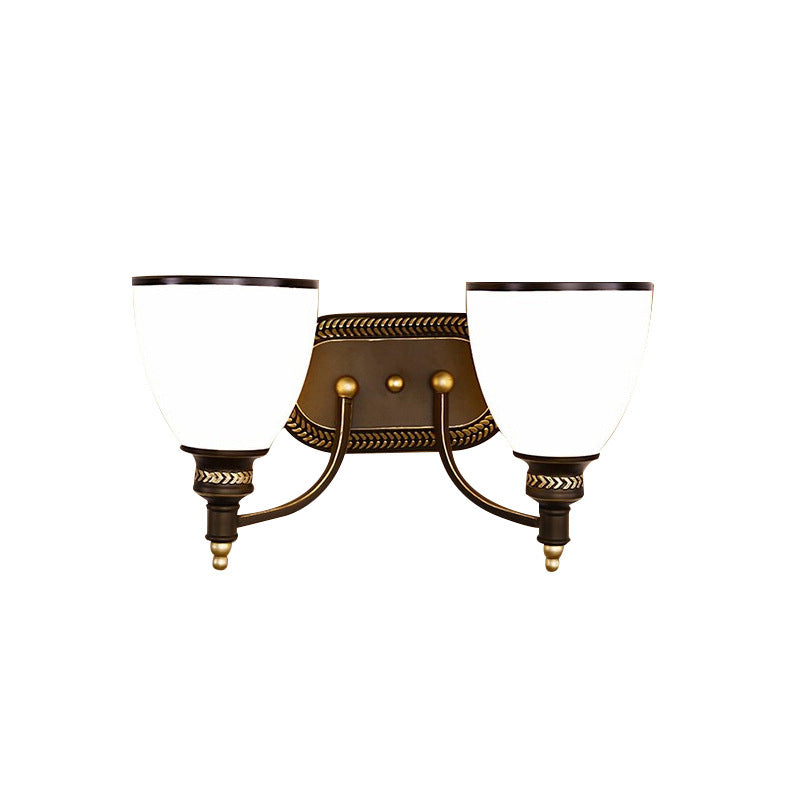 Vivolux | Vintage Glockenförmige Wandlampe 2 Köpfe Opalglas Wandleuchte in Braun für Flur