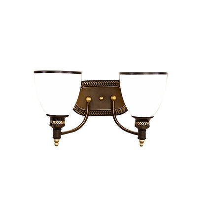 Vivolux | Vintage Glockenförmige Wandlampe 2 Köpfe Opalglas Wandleuchte in Braun für Flur