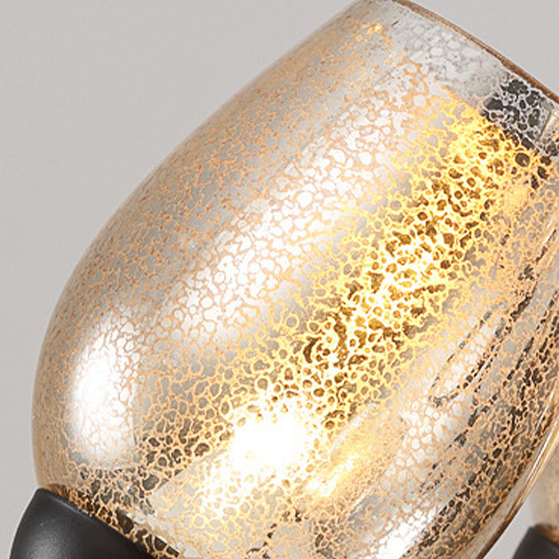 Vivolux | 1/2-Birne Handgeblasenes Glas Wandlicht Traditioneller Schwarzer Schalen-Schirm Esszimmer Wandleuchte Licht