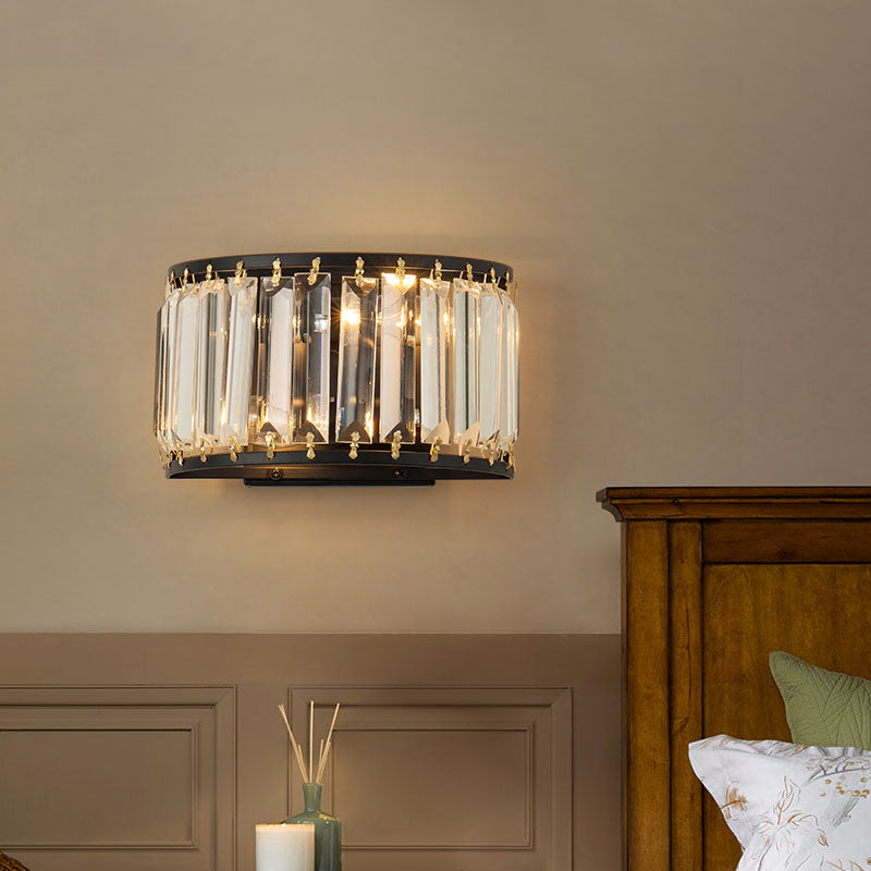 Vivolux | 2 Glühbirnen Prismen-Kristall-Wandleuchte Minimalistische halbmondförmige Wohnzimmer Wandmontierte Licht