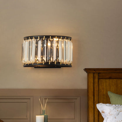 Vivolux | 2 Glühbirnen Prismen-Kristall-Wandleuchte Minimalistische halbmondförmige Wohnzimmer Wandmontierte Licht