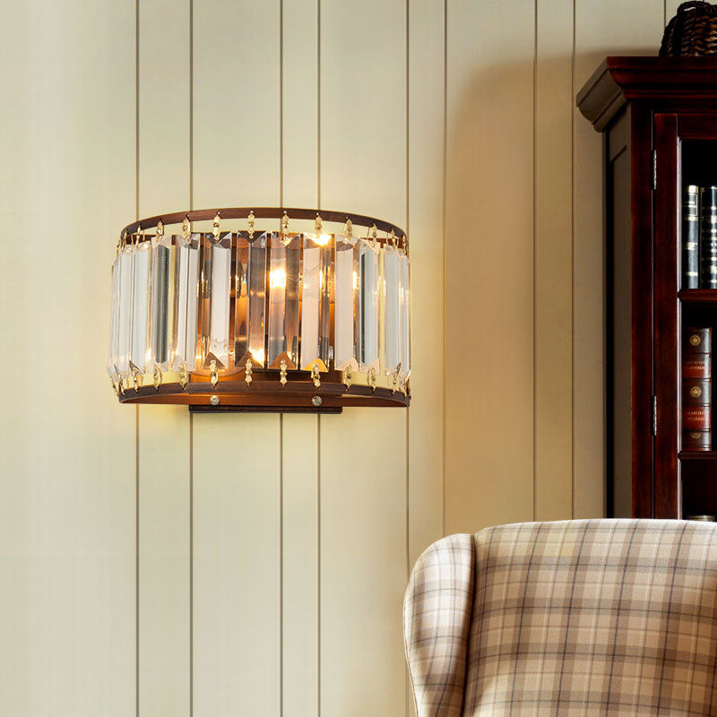 Vivolux | 2 Glühbirnen Prismen-Kristall-Wandleuchte Minimalistische halbmondförmige Wohnzimmer Wandmontierte Licht