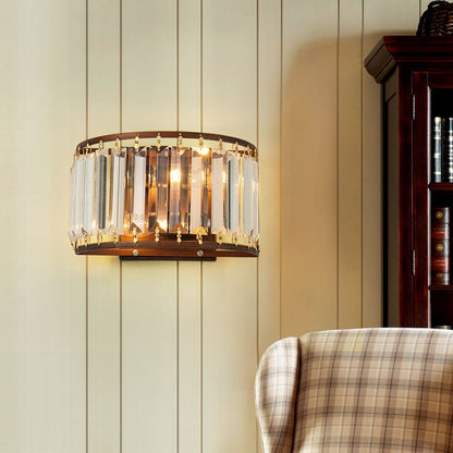 Vivolux | 2 Glühbirnen Prismen-Kristall-Wandleuchte Minimalistische halbmondförmige Wohnzimmer Wandmontierte Licht