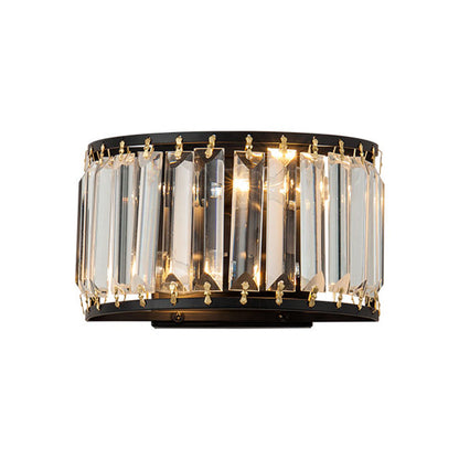 Vivolux | 2 Glühbirnen Prismen-Kristall-Wandleuchte Minimalistische halbmondförmige Wohnzimmer Wandmontierte Licht