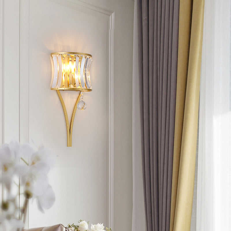 Vivolux | Gekromde Kristallen Flush Wandlamp Traditionele 1-Lichts Bedside Wandmontage Verlichtingsarmatuur