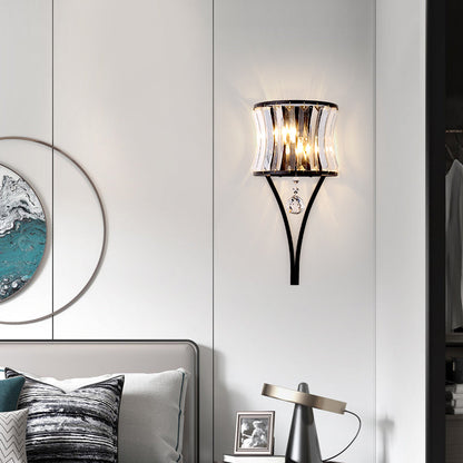 Vivolux | Gekromde Kristallen Flush Wandlamp Traditionele 1-Lichts Bedside Wandmontage Verlichtingsarmatuur