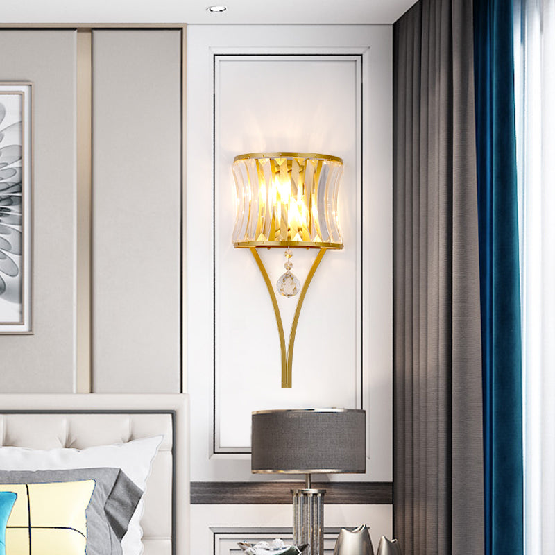 Vivolux | Gekromde Kristallen Flush Wandlamp Traditionele 1-Lichts Bedside Wandmontage Verlichtingsarmatuur