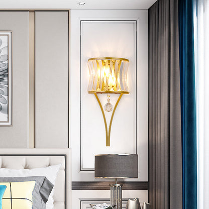 Vivolux | Gekromde Kristallen Flush Wandlamp Traditionele 1-Lichts Bedside Wandmontage Verlichtingsarmatuur