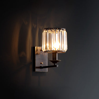 Vivolux | Simplicity Zylinder Wandlamp Fixture 1-Glühbirne Prismen-Kristall Wandleuchte in Schwarz