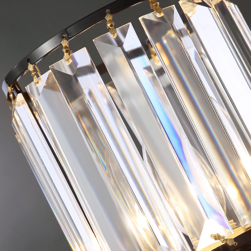 Vivolux | Simplicity Zylinder Wandlamp Fixture 1-Glühbirne Prismen-Kristall Wandleuchte in Schwarz