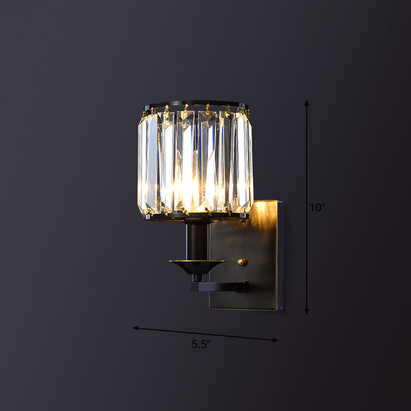 Vivolux | Simplicity Zylinder Wandlamp Fixture 1-Glühbirne Prismen-Kristall Wandleuchte in Schwarz