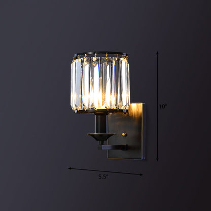 Vivolux | Simplicity Zylinder Wandlamp Fixture 1-Glühbirne Prismen-Kristall Wandleuchte in Schwarz