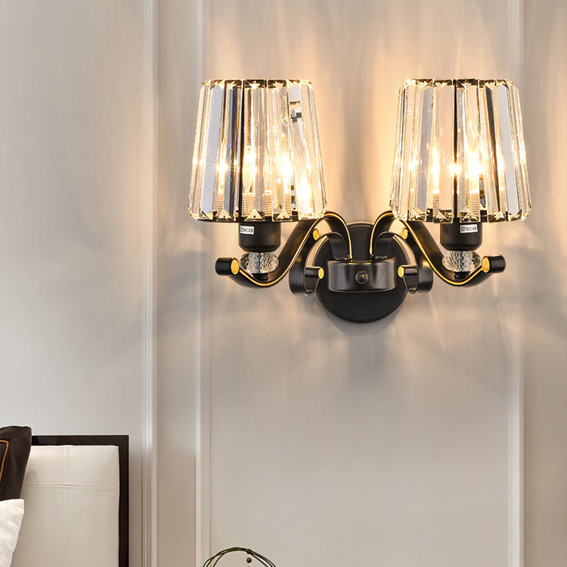 Vivolux | Wandlamp Moderne Woonkamer Wandmontage Lamp met Conische Kristallen Schaduw in Zwart