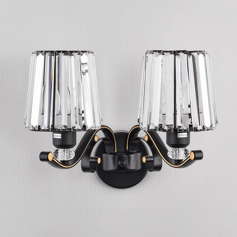 Vivolux | Wandlamp Moderne Woonkamer Wandmontage Lamp met Conische Kristallen Schaduw in Zwart